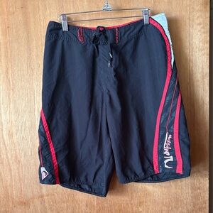 Quiksilver Men's Black and Red Swim Shorts, Size 31